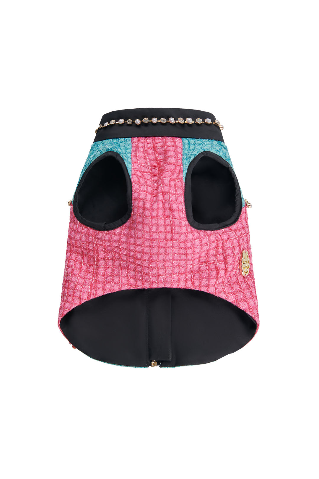 The Atlantis Poseidon's Romance Pet Clothing - Seafoam Tweed & Rhinestone Line Detail