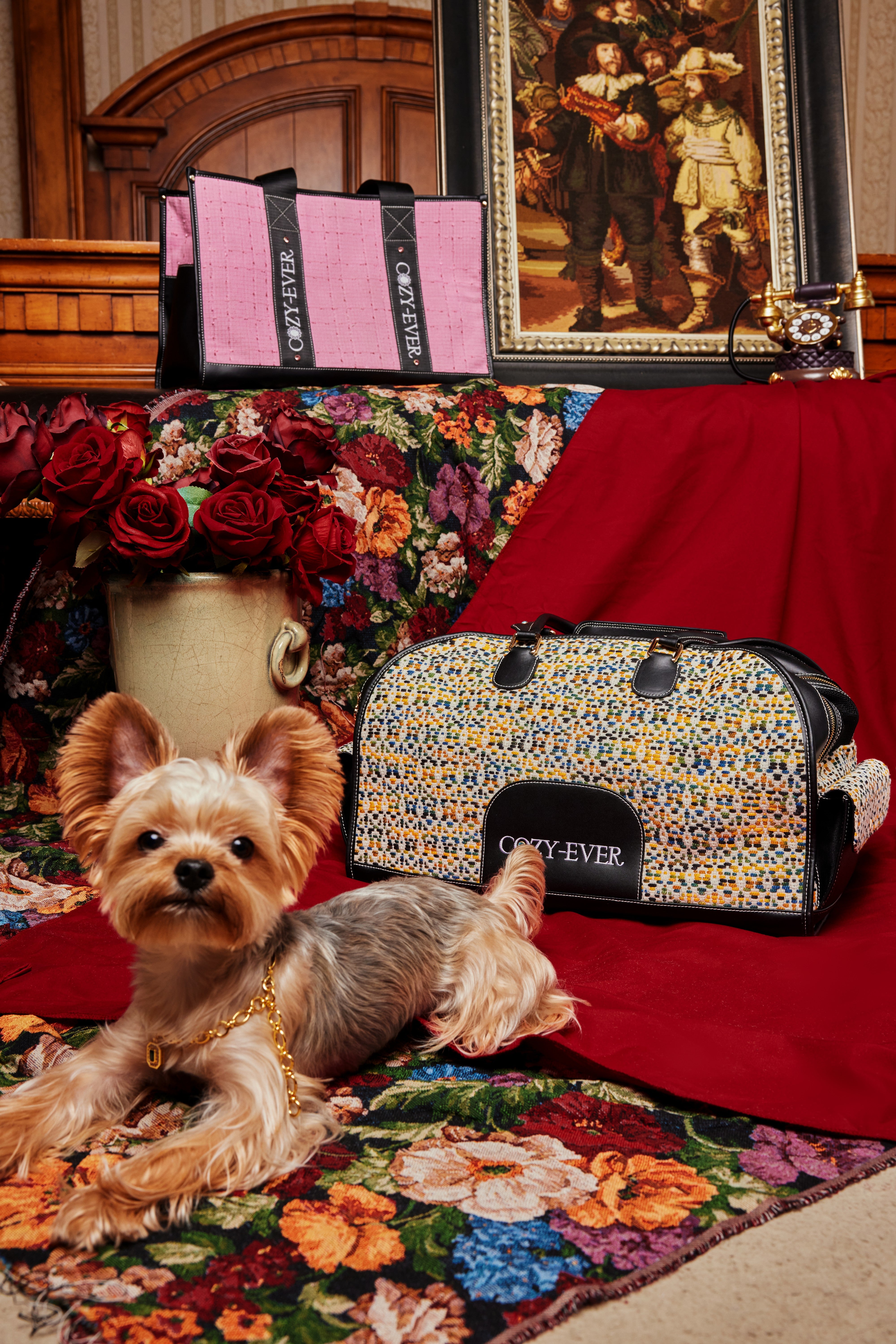 Yellow Tweed & Black Microfiber Pet Carrier | Dance on Broadway