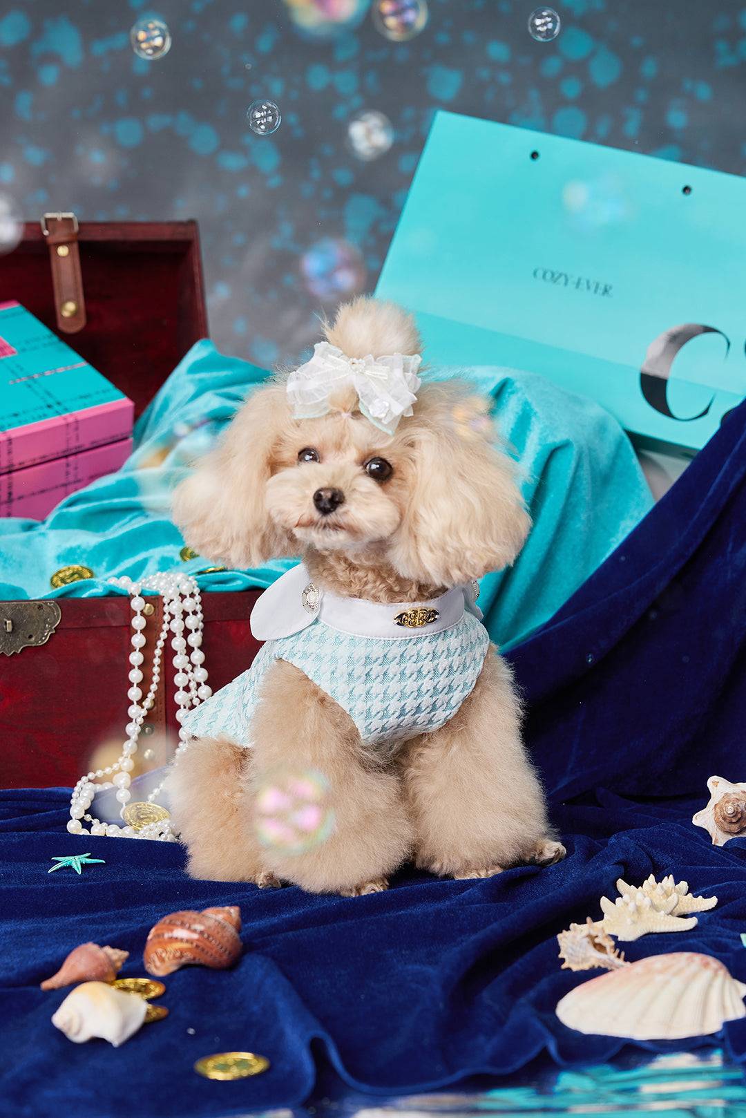 Tweed & Rhinestone Button Accent Petwear|COZY-EVER