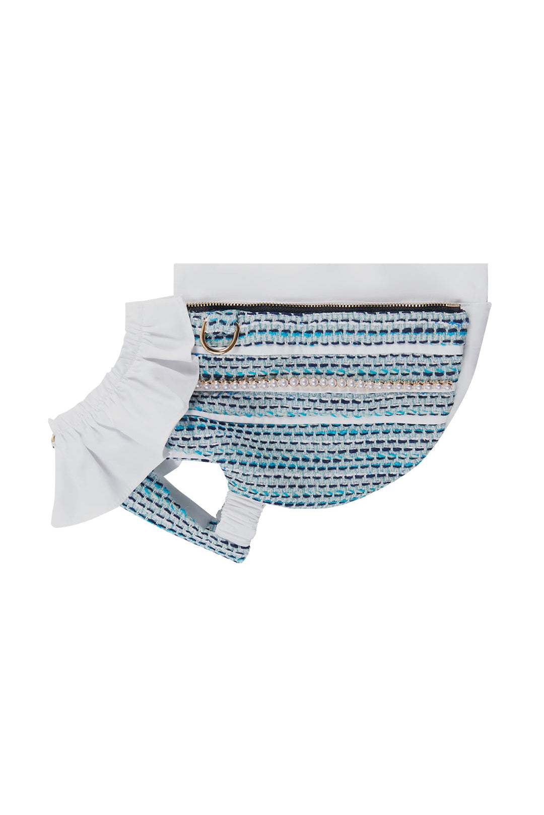 The Atlantis Dolphin Rider Pet Clothing - Scaly Tweed & Ruffled Collar Design