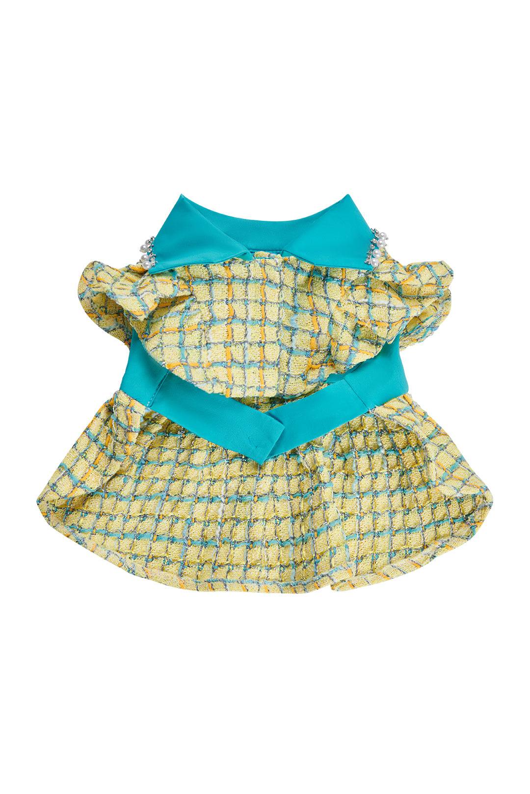 Yellow Tweed & Cape Robe Design Petwear|COZY-EVER