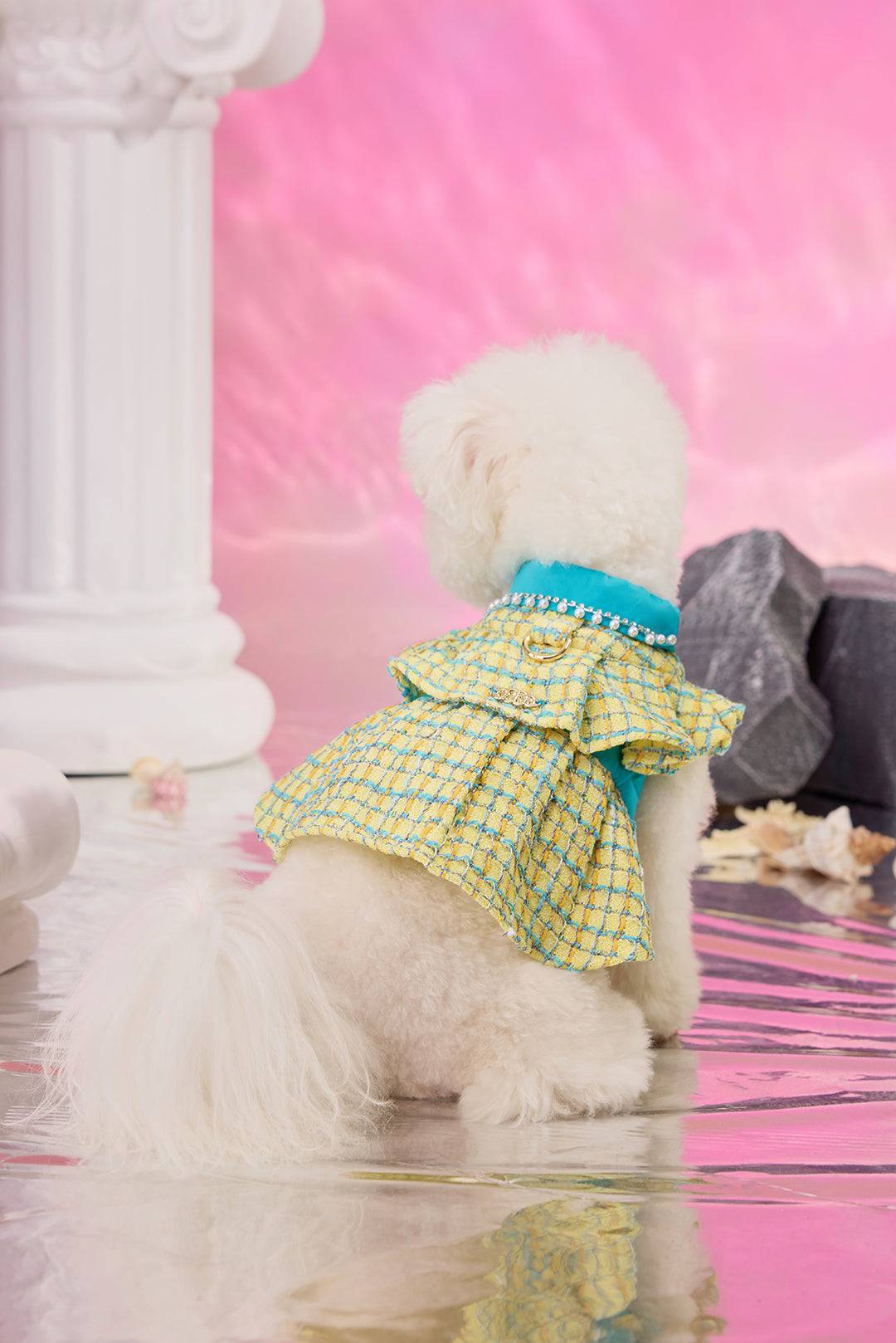 Yellow Tweed & Cape Robe Design Petwear|COZY-EVER