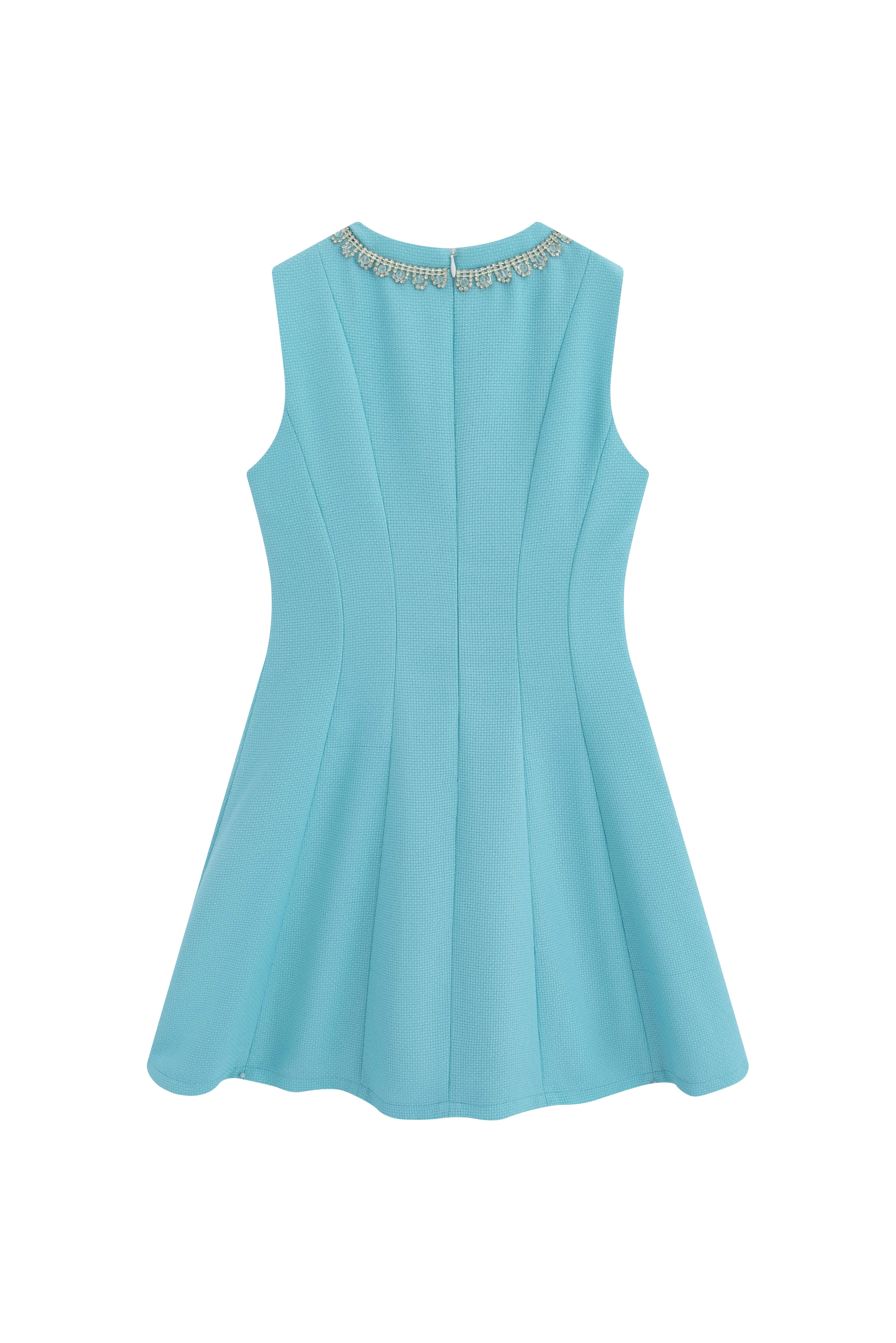 The Romantic Garden Floral Lace Blue Dress-Lace Dress