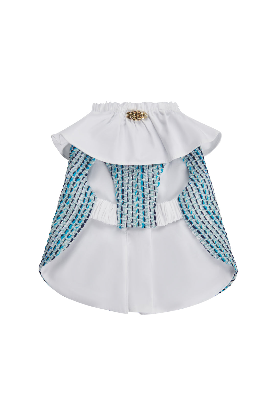 The Atlantis Dolphin Rider Pet Clothing - Scaly Tweed & Ruffled Collar Design