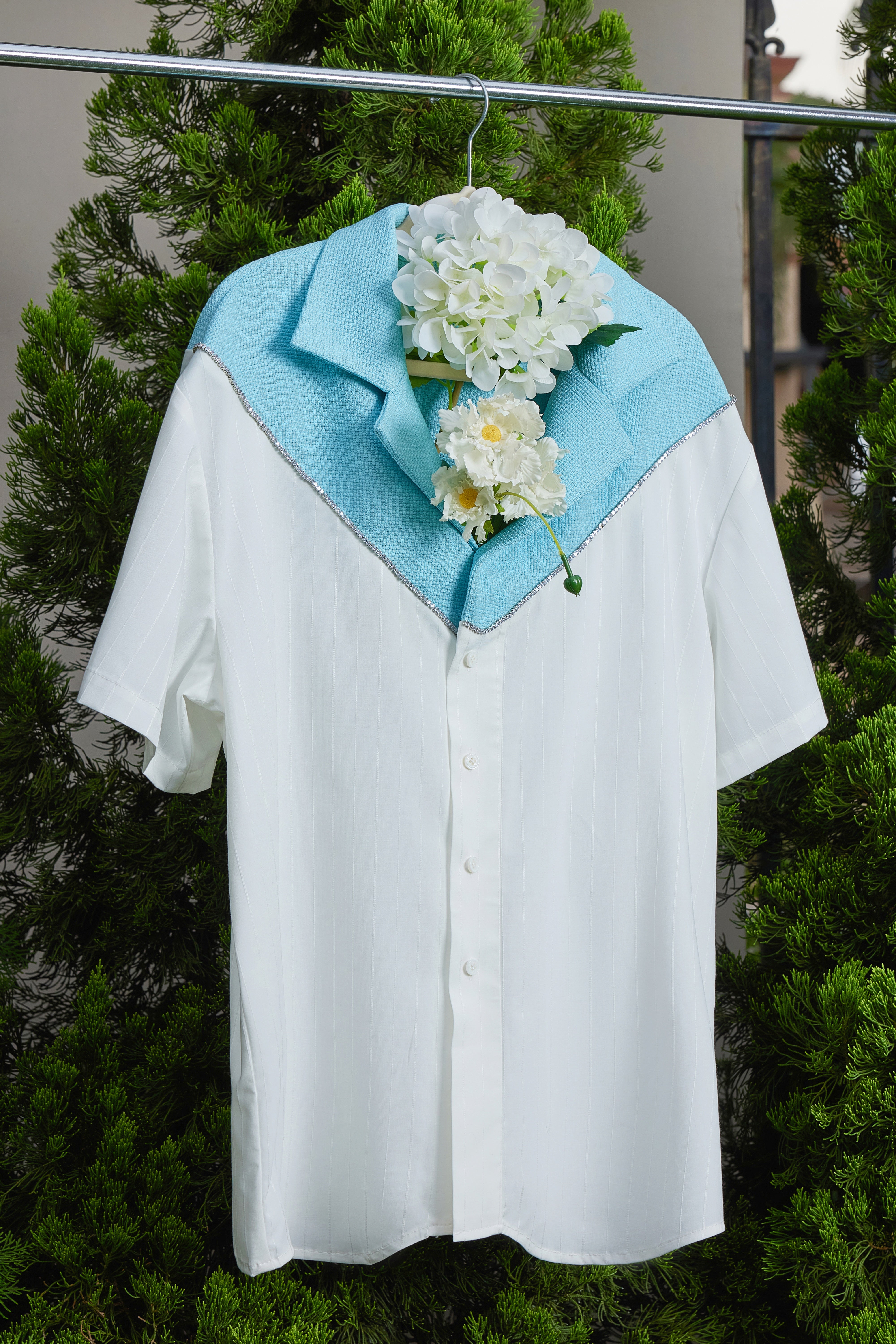 The Romantic Garden Flourishing Blue Diamond-Men's suit