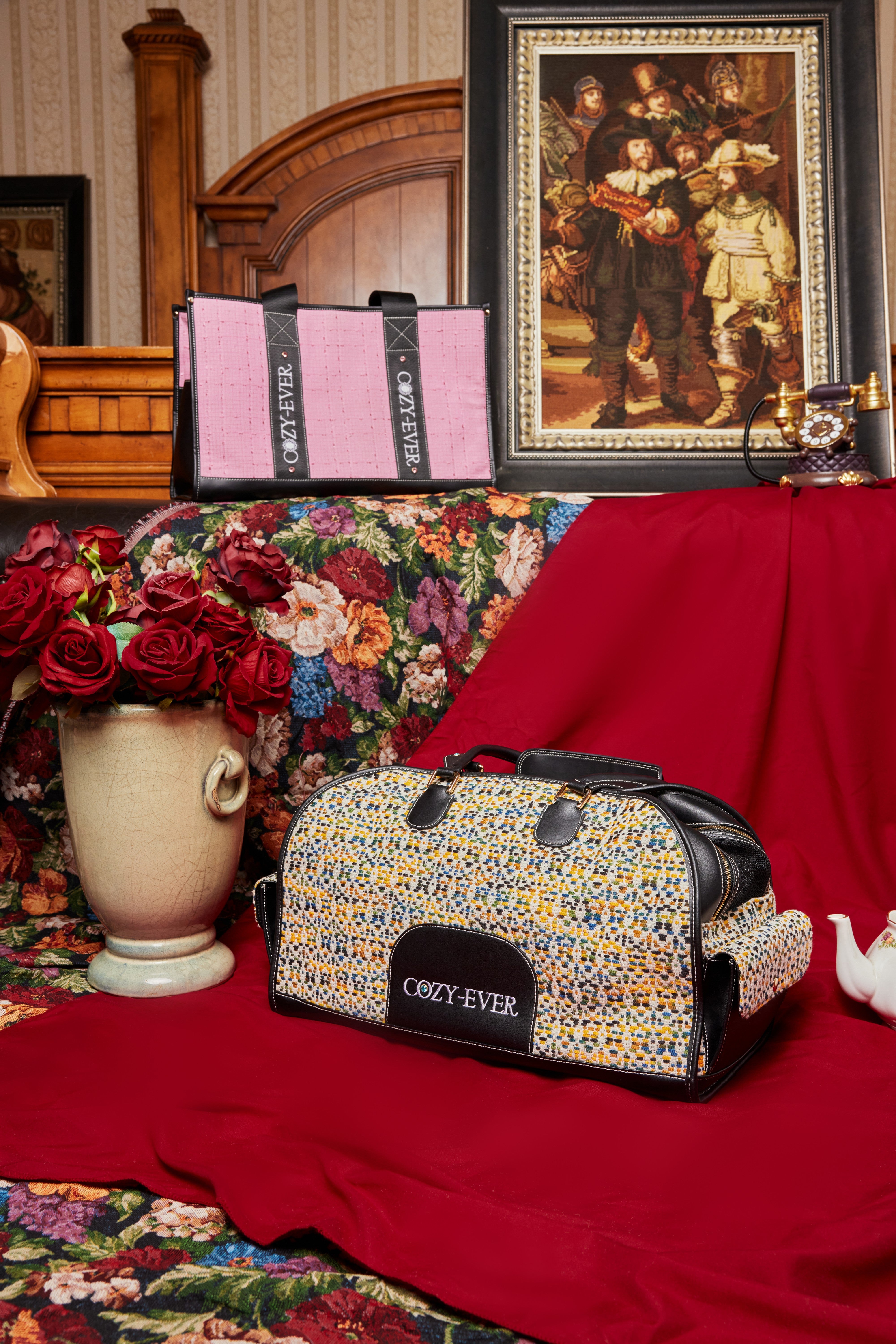 Yellow Tweed & Black Microfiber Pet Carrier | Dance on Broadway