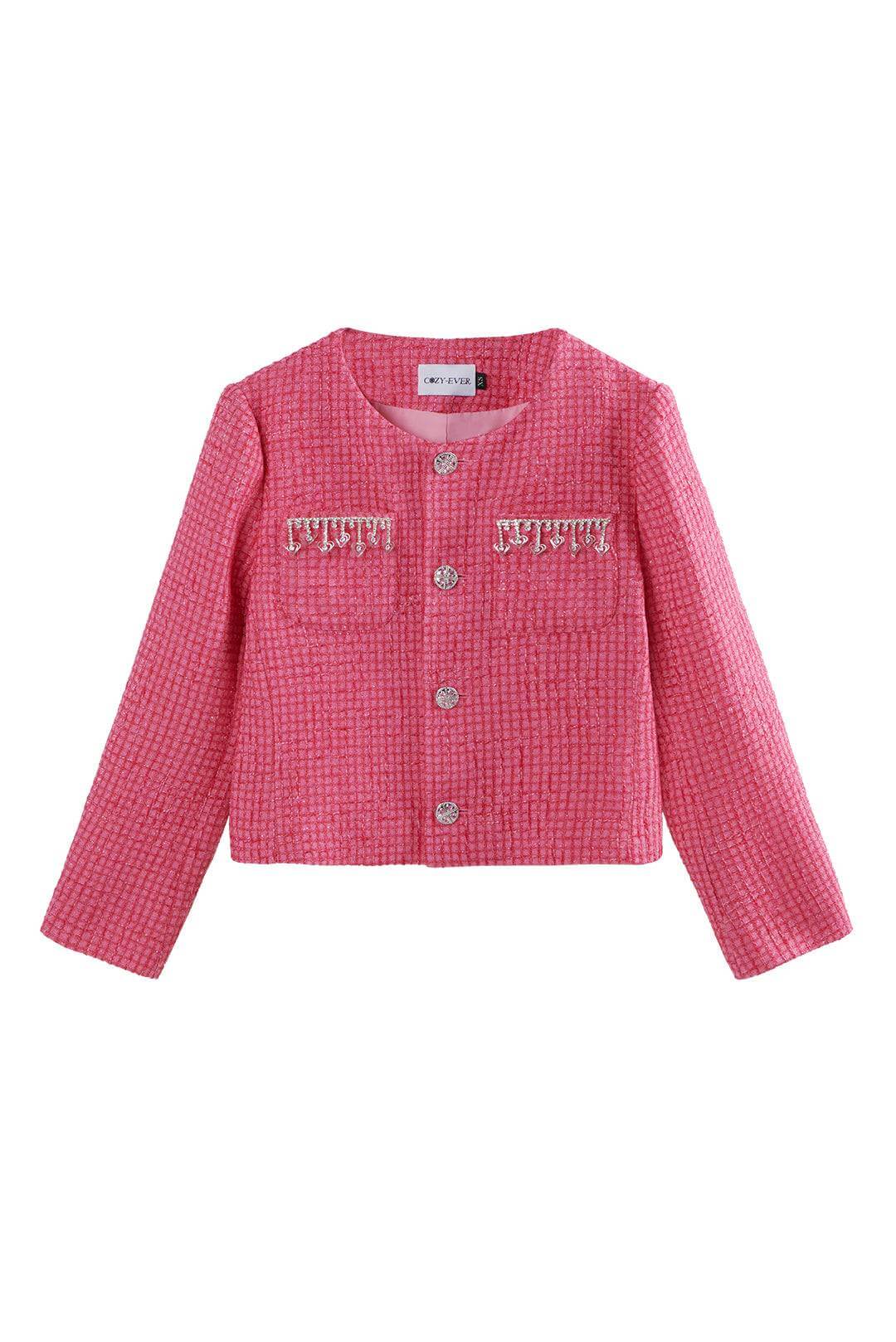 The Atlantis Luxe Tweed Crystal Jacket – Custom Tailored Elegance Custom - COZY-EVER