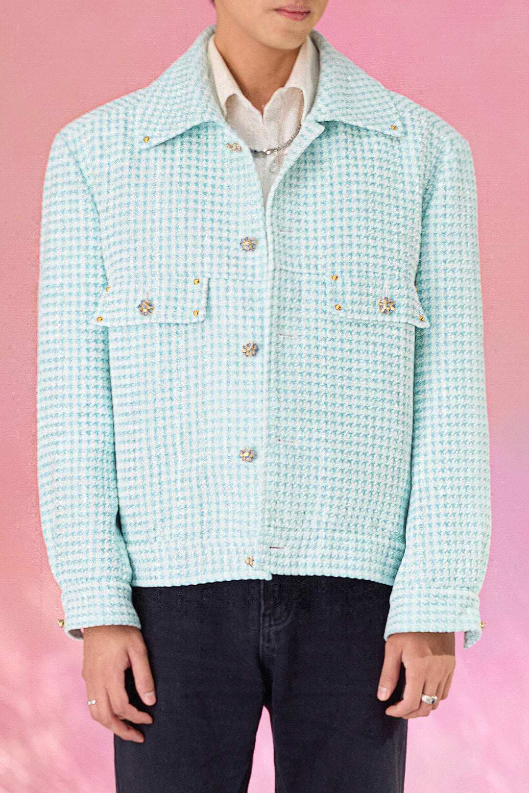 The Atlantis Artesia Lumivelle Tweed Jacket – Blue Gem & Studded Custom - COZY-EVER