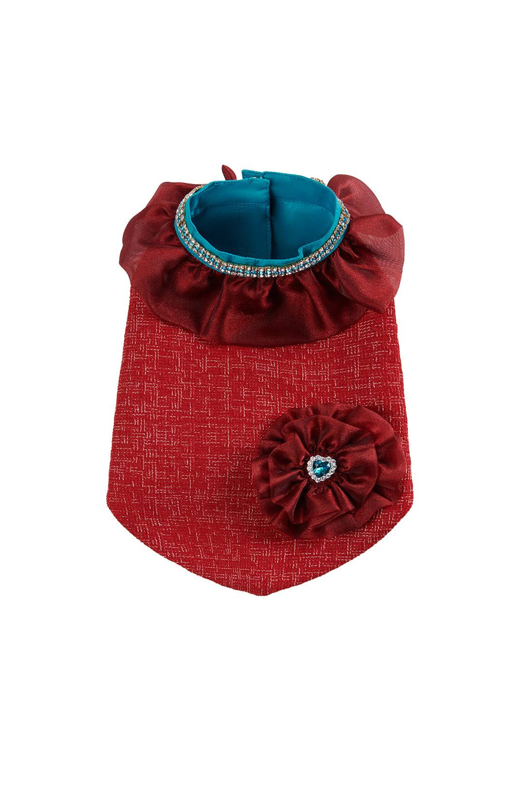 Red Tweed & Lace Floral Trim Petwear｜COZY-EVER