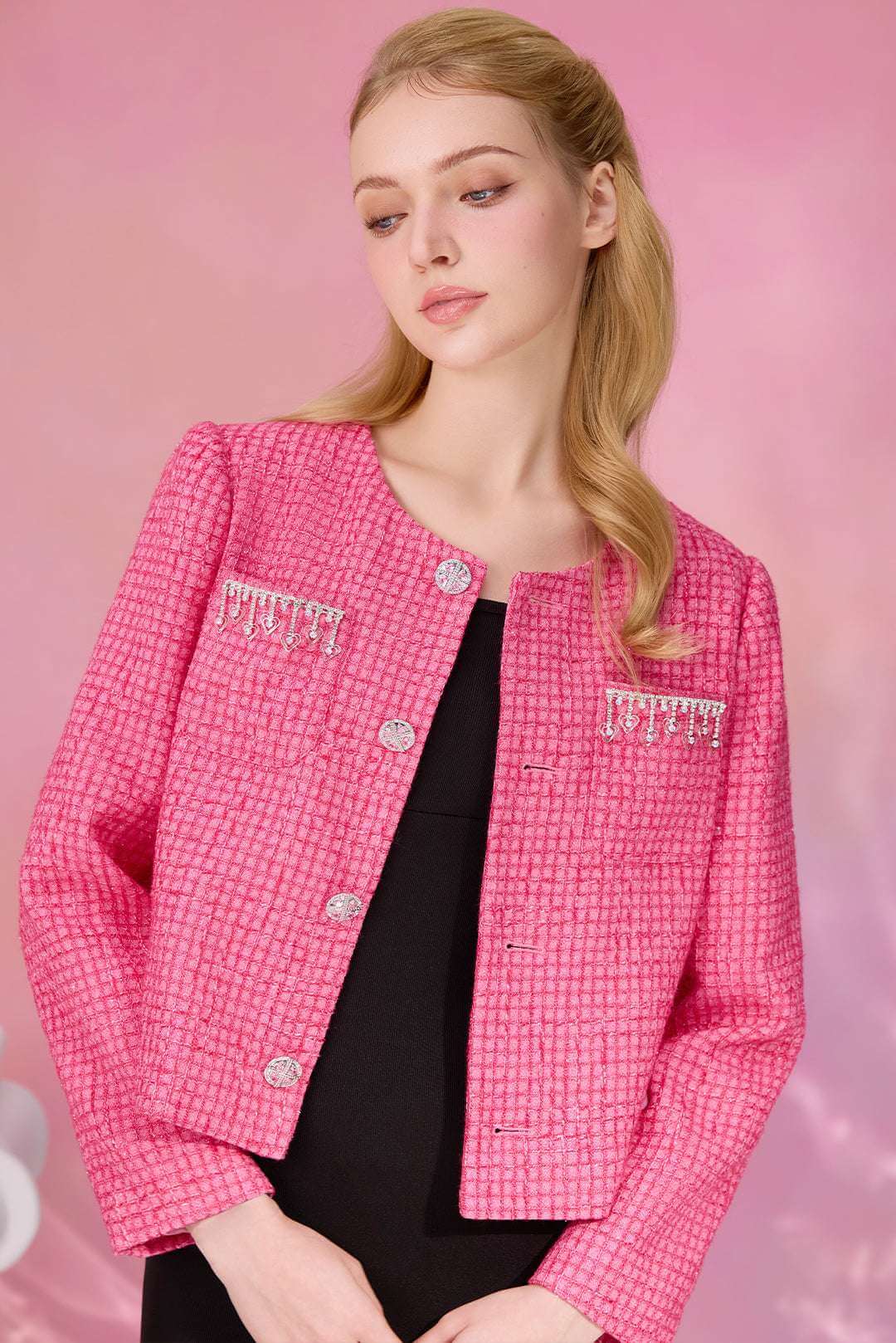 The Atlantis Luxe Tweed Crystal Jacket – Custom Tailored Elegance Custom - COZY-EVER