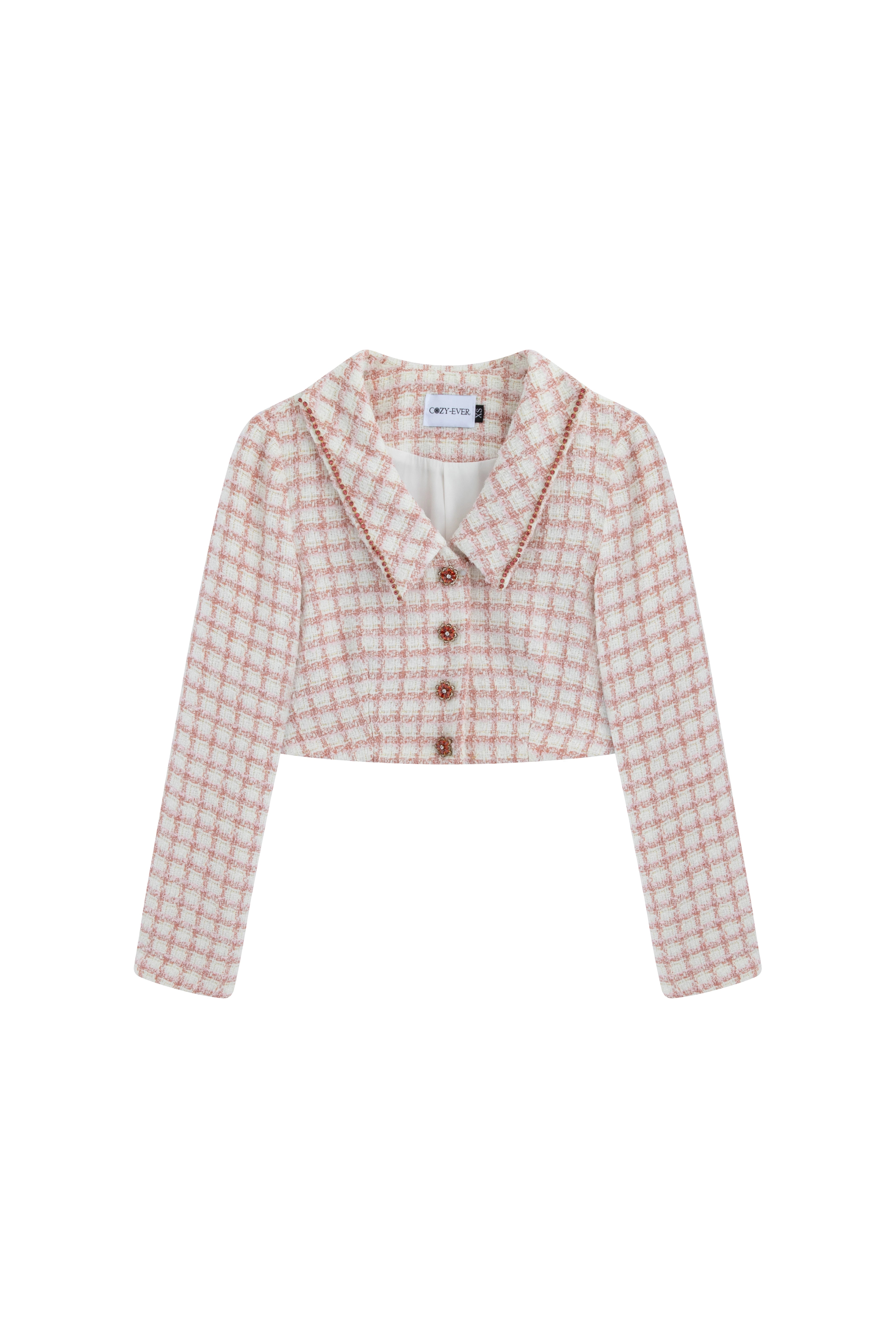 The Gilded Age Sweet Dream Pink Tweed-Tweed Women's Jacket